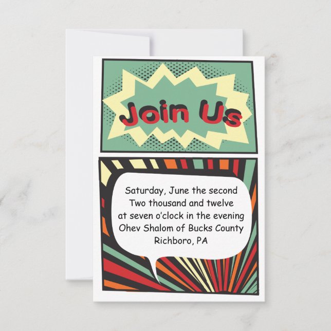 SERIEBOK INBJUDNINGSKORT FÖR BAR MITZVAHFIRANDE (Framsida)