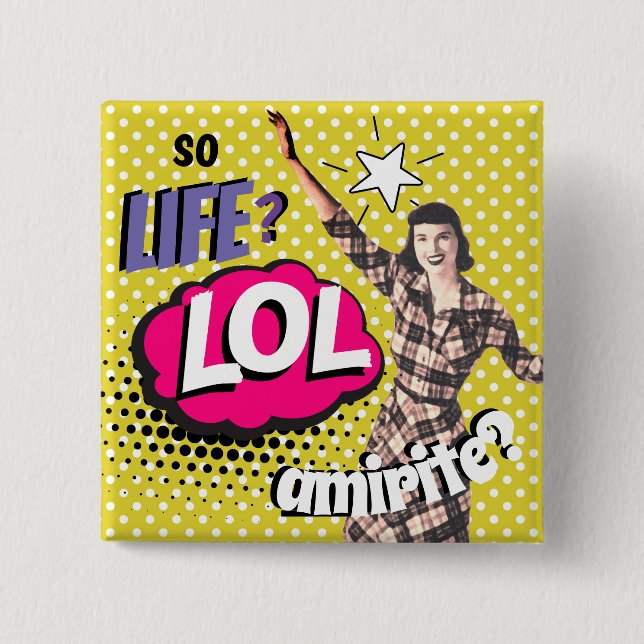 Seriebok Popkonst Retro Dam Rolig Knapp (Framsida)