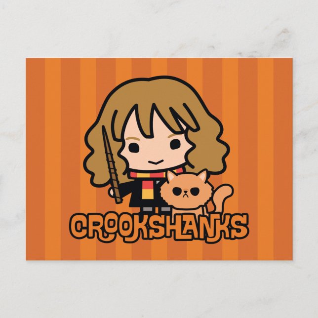 Seriefigur Hermione och Crookshanks Vykort (Framsida)