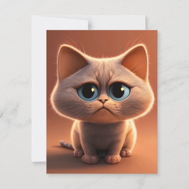 seriefigur illustration av en söt katt tack kort (Framsida)