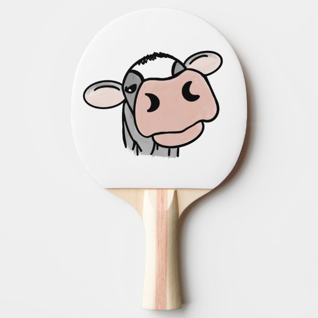 seriefigur ko svart vit rosa kyss grå gård djur pingisracket (Framsidan)