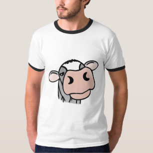 seriefigur ko svart vit rosa kyss grå gård djur t shirt