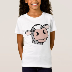 seriefigur ko svart vit rosa kyss grå gård djur t shirt