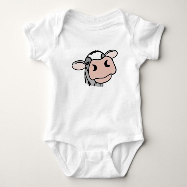seriefigur ko svart vit rosa kyss grå gård djur t shirt (Framsida)