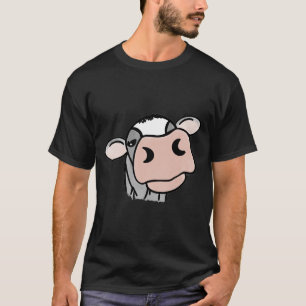seriefigur ko svart vit rosa kyss grå gård djur t shirt
