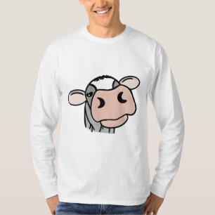 seriefigur ko svart vit rosa kyss grå gård djur t shirt
