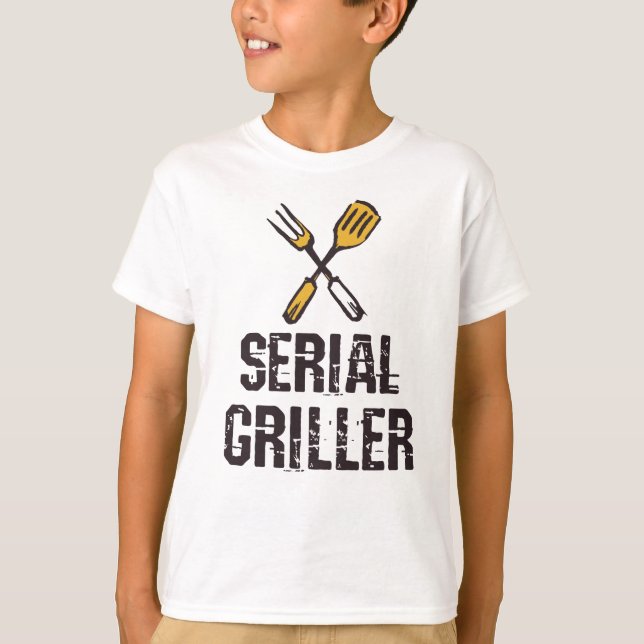 Seriell griller Grill BBQ Master Grill cutlery T Shirt (Framsida)