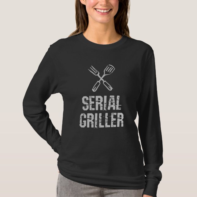 Seriell griller Grill BBQ Master Grill cutlery T Shirt (Framsida)