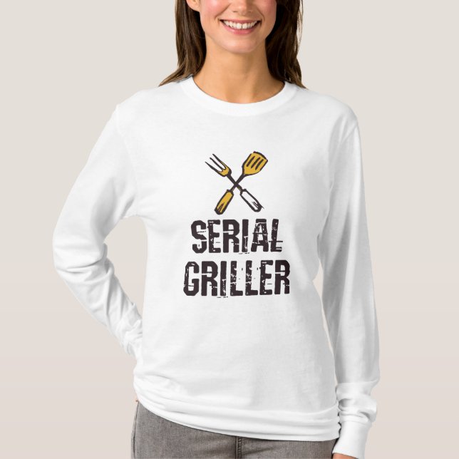 Seriell griller Grill BBQ Master Grill cutlery T Shirt (Framsida)