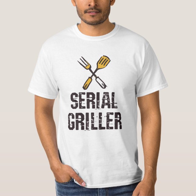 Seriell griller Grill BBQ Master Grill cutlery T Shirt (Framsida)