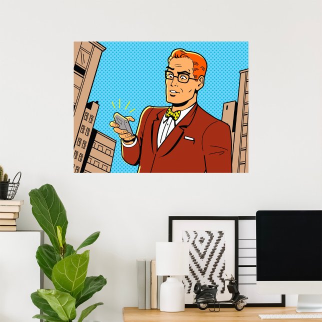 Seriemannens stil ser på mobiltelefon poster (Skapare uppladdad)