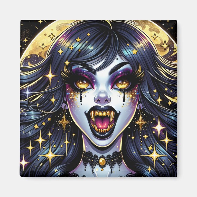 Seriemässig vampyr Halloweenfest  Magnet (Framsidan)
