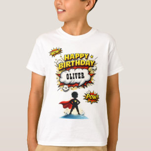 Seriemönster Superhjälte Pojke Namn Födelsedag T Shirt