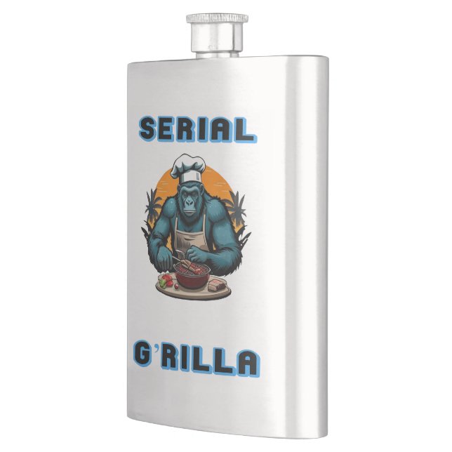 Seriemördare G'rilla Master BBQ Grillare Kul Skämt Fickplunta (Vänster)
