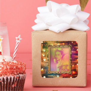 Serien Frida Kahlo #7 Fyrkantigt Klistermärke