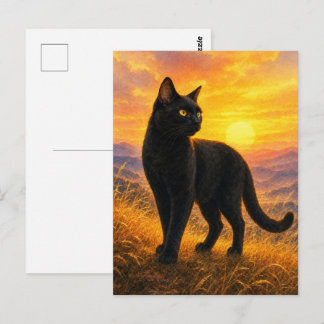series_4_3|Sunset Hills Black Cat Japanese Art Vykort