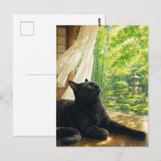 series_4_5|Summer Breeze Black Cat Japanese Art Vykort