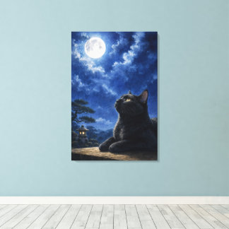 series_4_8|Full Moon Night Black Cat Japanese Art Canvastryck