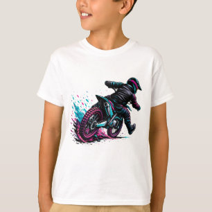 Seriestilad motocrossförare lerå splash t shirt