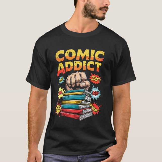Serieteckensnittet Comic Addict Bold Retro T Shirt (Framsida)