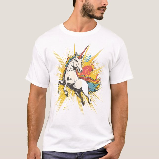 Serietecknad Explosionsenhörning (1) T Shirt (Framsida)
