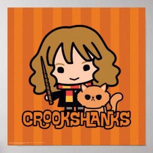 Serietecknad Hermione och Crookshanks Poster