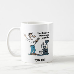 Serietecknad ingenjör man kaffemugg