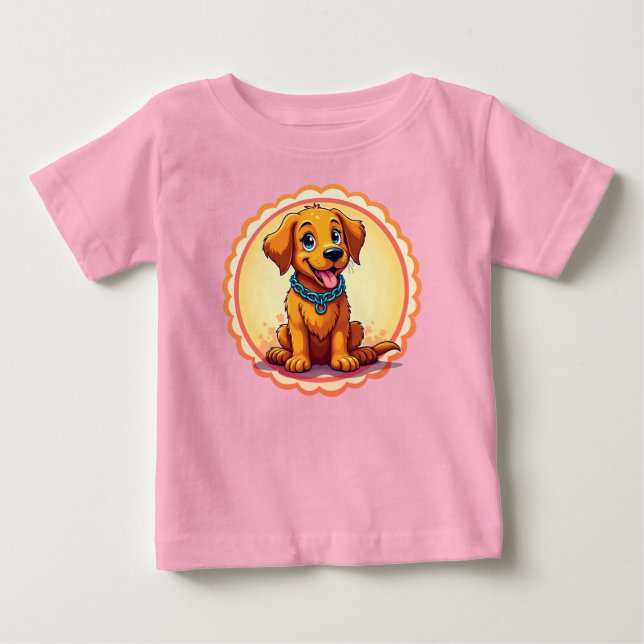 🌸 Serietecknad Valp Glad Mysig Bebisstil 🌸 T Shirt (Framsida)