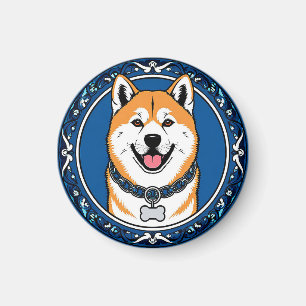 Serieteckning Akita Inu Älskare Present Magnet