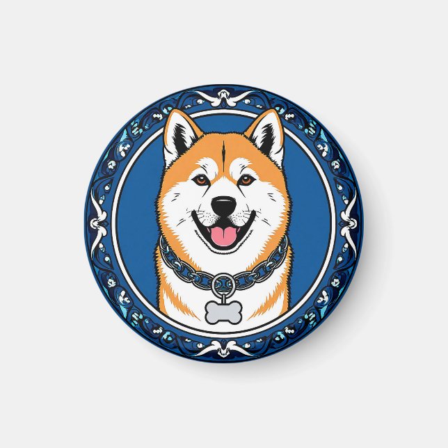 Serieteckning Akita Inu Älskare Present Magnet (Framsidan)