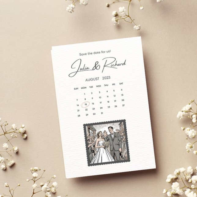 Serieteckning av par för Save The Date Inbjudningar (Skapare uppladdad)