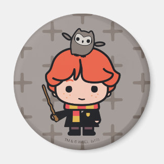 Serieteckning Ron Weasley och Pigwidgeon Magnet