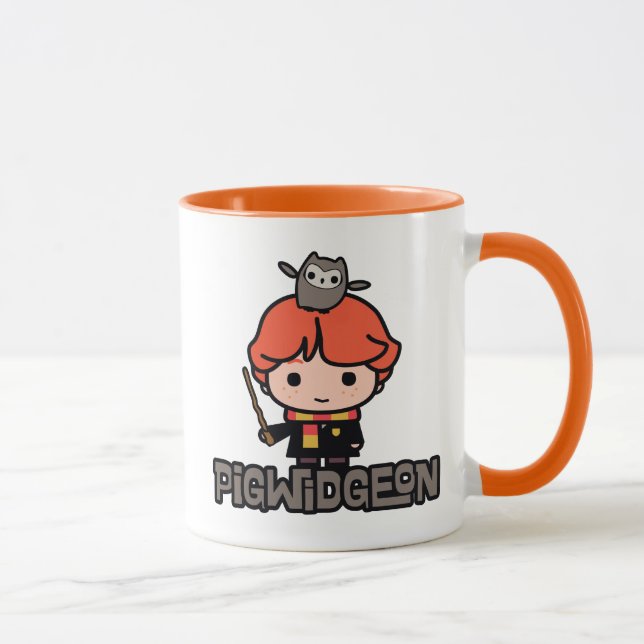 Serieteckning Ron Weasley och Pigwidgeon Mugg (Höger)