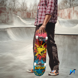 Serieteckningsexplosion Pop Art - Djärva 'Boom!' & Mini Skateboard Bräda 18,5 Cm