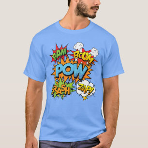 Serietidning Bam Pow Krasch Boom Zap Bubblor i Lju T Shirt