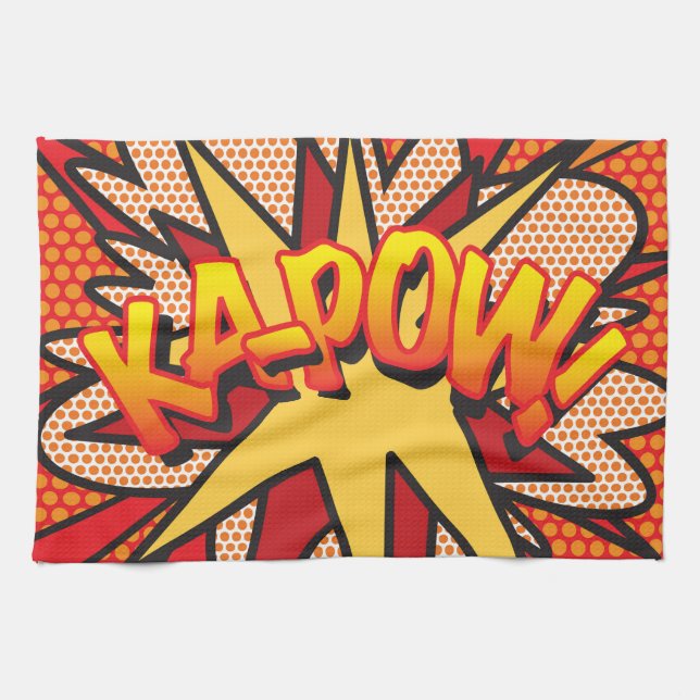 Serietidning KA-POW Kul Modern Typografi Kökshandduk (Horisontell)