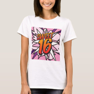 Serietidning Pop Art Rosa SÖTT 16 FÖDELSEDAGSCeleb T Shirt
