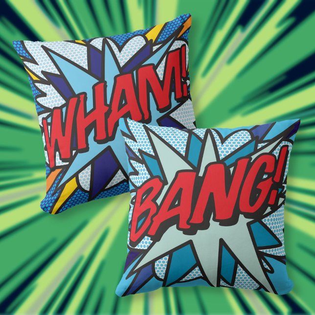 Serietidning WHAM! BANG! Kudde (Cool Modern Comic Book WHAM BANG Throw Pillow)