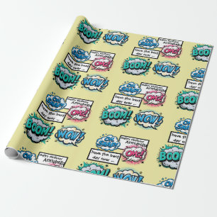 Serietidnings Action-ord Pratbubblor Presentpapper