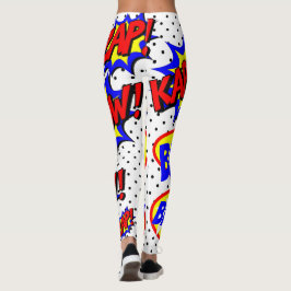 Serietidnings Anpassade Pratbubblor Färg Bult Vit Leggings