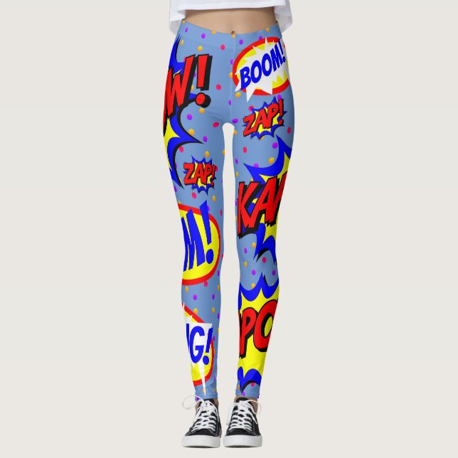 Serietidnings Anpassade Pratbubblor Färgglada Pric Leggings (Framsida)
