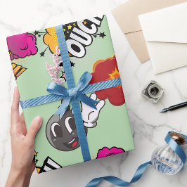 Serietidnings Pop Art Boom Aj Grönt Presentpapper 