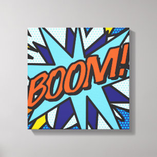 Serietidnings Pop Art BOOM Superhjälte Canvastryck