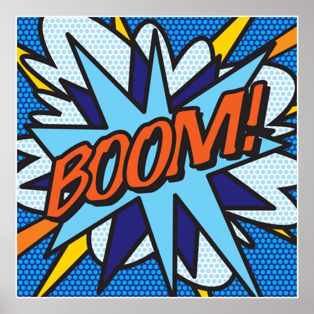 Serietidnings Pop Art BOOM Superhjälte Poster (Framsidan)