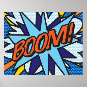 Serietidnings Pop Art BOOM Superhjälte Poster