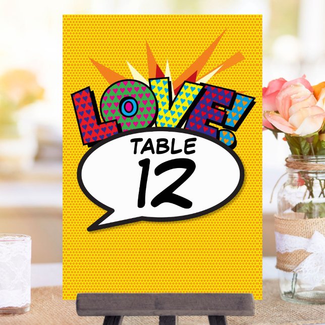 Serietidnings Pop Art Bordnummer Bordsnummer (Comic Book Pop Art Table Number)