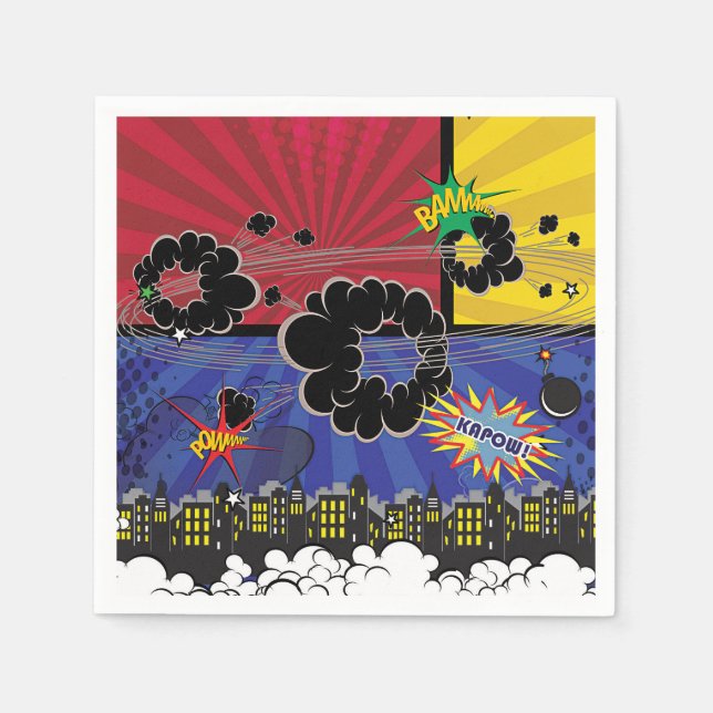 Serietidnings Pop Art Färgglad Födelsedagsfest Pappersservett (Framsidan)