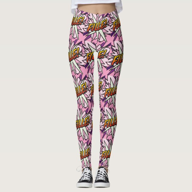 Serietidnings Pop Art Flicka Leggings (Framsida)
