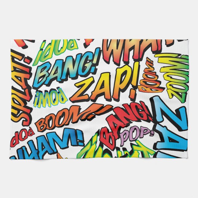 Serietidnings Pop Art Ljud Kökshandduk (Horisontell)