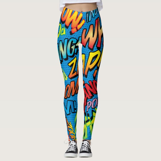 Serietidnings Pop Art Ljud Leggings (Framsida)